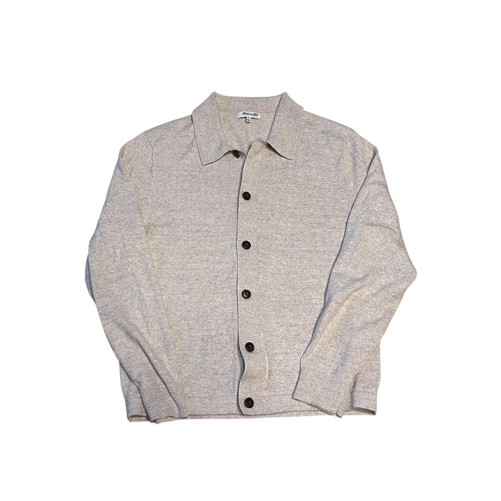 Madewell Button-Front Sweater-Jacket HEATHER VINTAGE LINEN Size Small